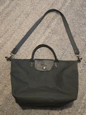 Longchamp Le Pliage Neo Medium Tote Bag Grey Nylon w/ Strap Made in France